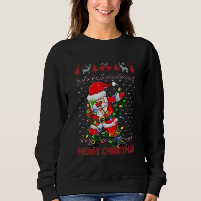 Camiseta Ugly Christmas Dabbing Sweater  Santa Christmas Fa (Frente)