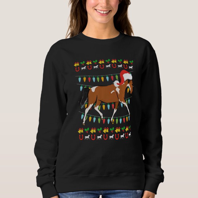 Camiseta Ugly Christmas horse rider equestrian Christmas (Frente)
