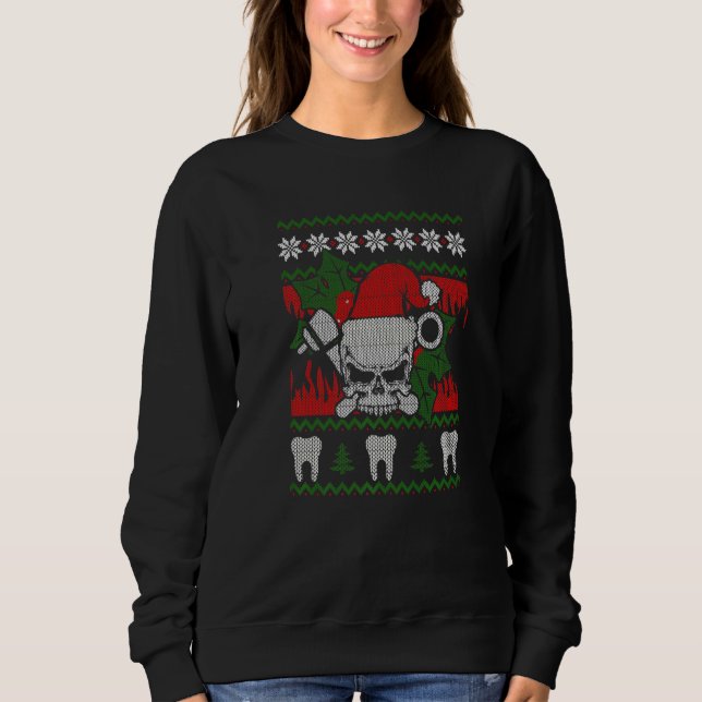 Camiseta Ugly Christmas Santa Skull Dentist  Xmas (Frente)