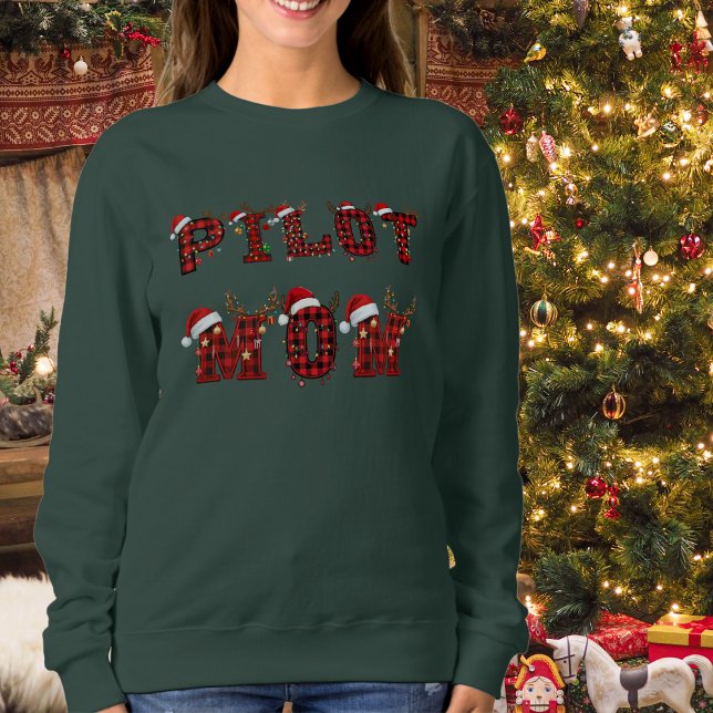 Camiseta Ugly Christmas Sweater Pilot Mom Aviation Funny (Criador carregado)