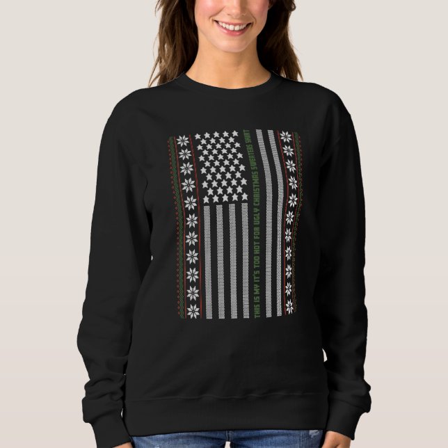 Camiseta Ugly Christmas Sweater USA Flag Retro  Merry Chris (Frente)