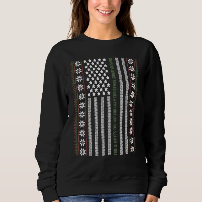 Camiseta Ugly Christmas Sweater USA Flag Retro  Merry Chris (Frente)