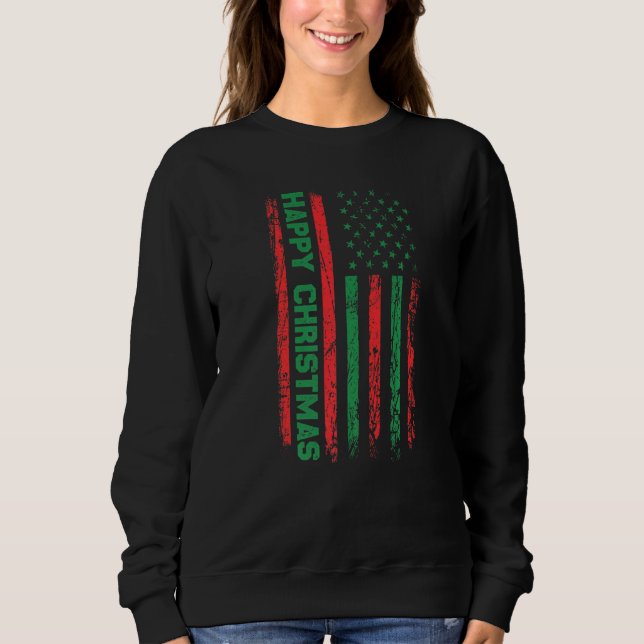 Camiseta Ugly Christmas Sweater USA Flag Retro  Merry Chris (Frente)