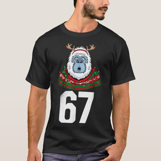 Camiseta Ugly Christmas Sweater Yeti Gorilla Reindeer 67  (Frente)