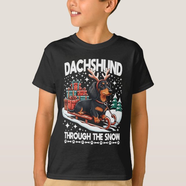 Camiseta Ugly Dachshund Christmasthrough The Snow Gift Chri (Frente)