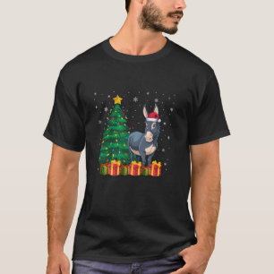 Camiseta Ugly Donkey Santa Hat Árvore de Natal Luzes Pajama