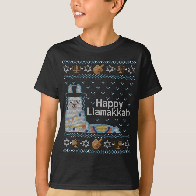 Camiseta Ugly Hanukkah Llama Llamakkah (Frente)
