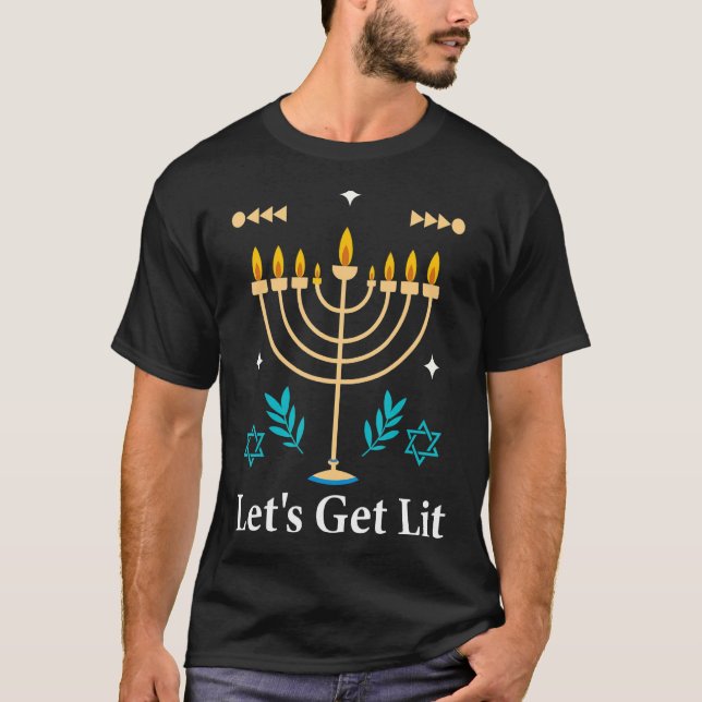 Camiseta Ugly Hanukkah Sweater Deixa Menorah Ir (Frente)