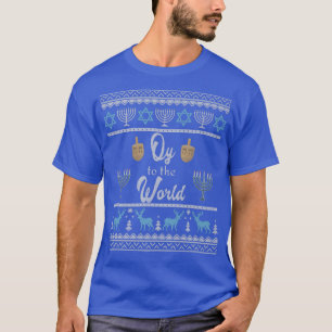 Camiseta Ugly Hanukkah Sweater Menorah Oy para o Chan Mundi