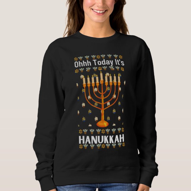 Camiseta Ugly Hanukkah Sweater Ohhh Today It's Hanukkah (Frente)