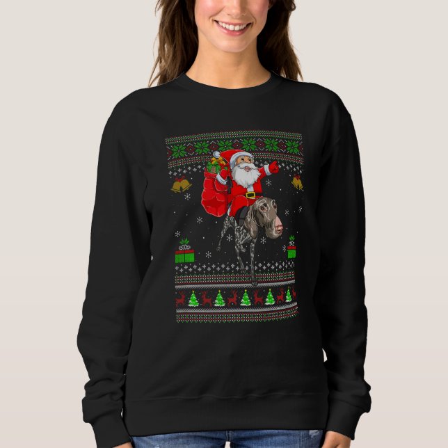 Camiseta Ugly Santa Riding German Shorthaired Pointer Dog C (Frente)