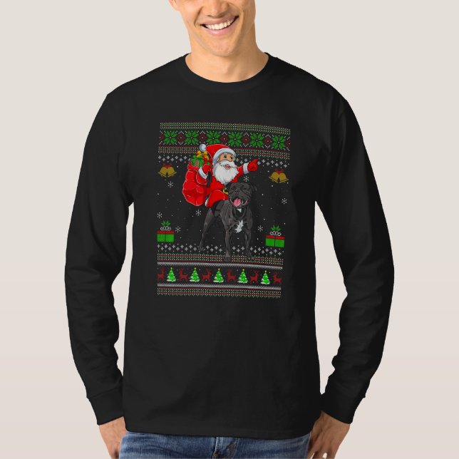 Camiseta Ugly Santa Riding Staffordshire Bull Terrier Dog C (Frente)