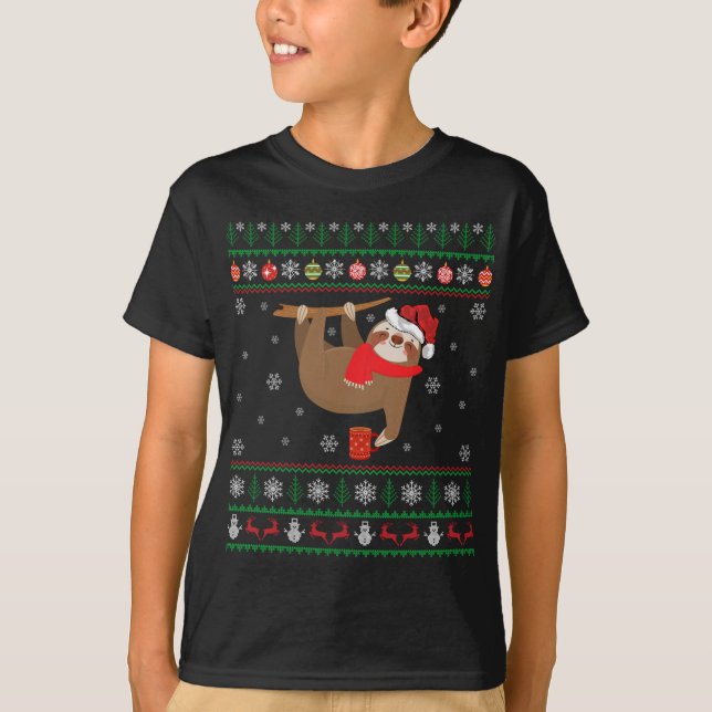 Camiseta Ugly Sloth Lover Xmas Gift Santa Hat Sloth Ch (Frente)