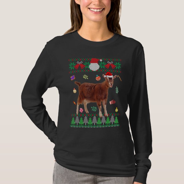Camiseta Ugly Sweater Christmas Animals Santa Goat (Frente)