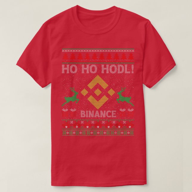 Camiseta Ugly Sweater Christmas Binance BNB Coin HODL Crypt (Frente do Design)