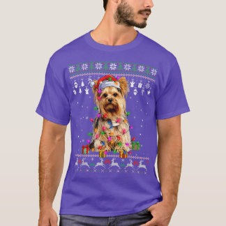 Camiseta Ugly Sweater Christmas Lights Yorkshire Terrier Do