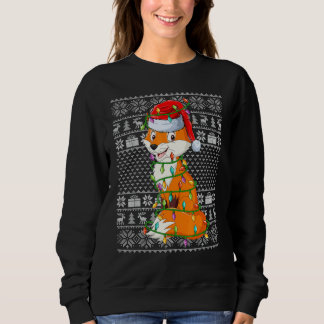 Camiseta Ugly Sweater Style Xmas Lights Santa Fox Christmas