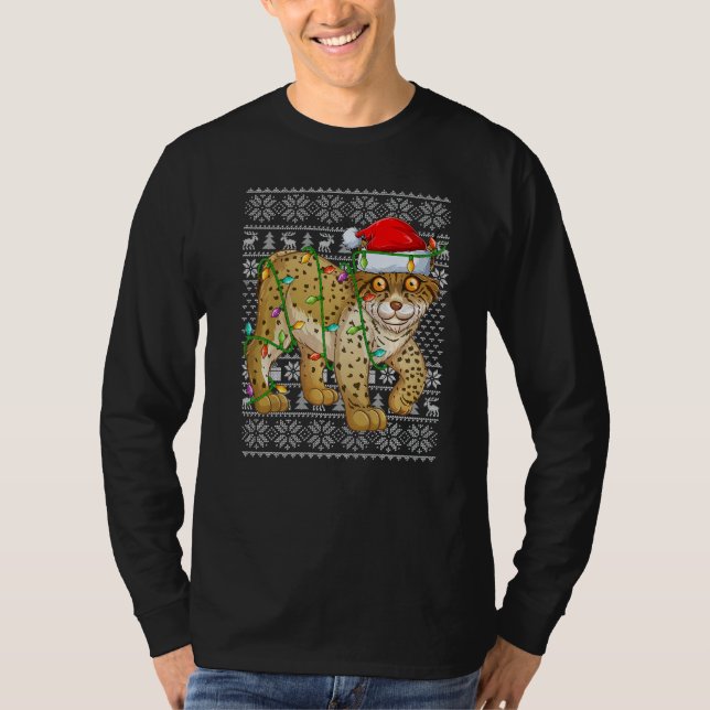 Camiseta Ugly Sweater Style Xmas Lights Santa Lynx Christma (Frente)