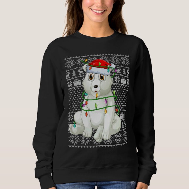 Camiseta Ugly Sweater Style Xmas Lights Santa Polar Bear Ch (Frente)
