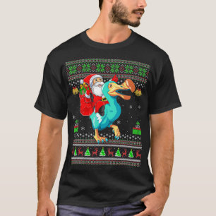 Camiseta Ugly Xmas Engraçado Papai Noel Andando Dodo Bird C