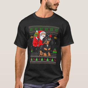 Camiseta Ugly Xmas Funny Santa Claus Andando Dachshund Chri