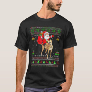 Camiseta Ugly Xmas Funny Santa Claus Andando Greyhound Chri
