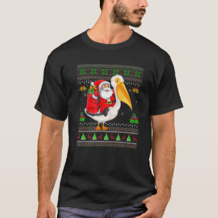 Camiseta Ugly Xmas Funny Santa Claus Andando Pelican Bird C