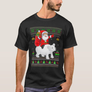 Camiseta Ugly Xmas Funny Santa Claus Andando Urso Polar Chr