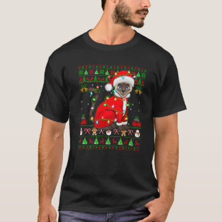 Camiseta Ugly Xmas Lights Papais noeis Costume Siamese Cat 