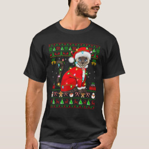 Camiseta Ugly Xmas Lights Papais noeis Costume Siamese Cat