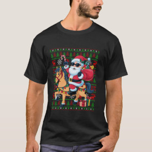 Camiseta Ugly Xmas Luz Papais noeis Engraçados Andando Cava