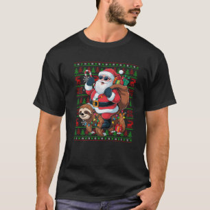 Camiseta Ugly Xmas Luz Papais noeis Engraçados Andando Slot