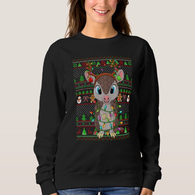 Camiseta Ugly Xmas Sweater Style Lighting Armadillo Christm (Frente)