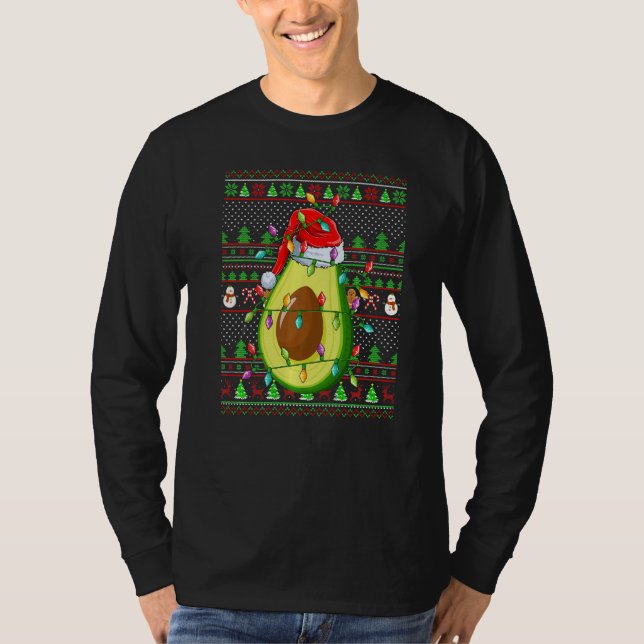 Camiseta Ugly Xmas Sweater Style Lighting Avocado Fruit Chr (Frente)