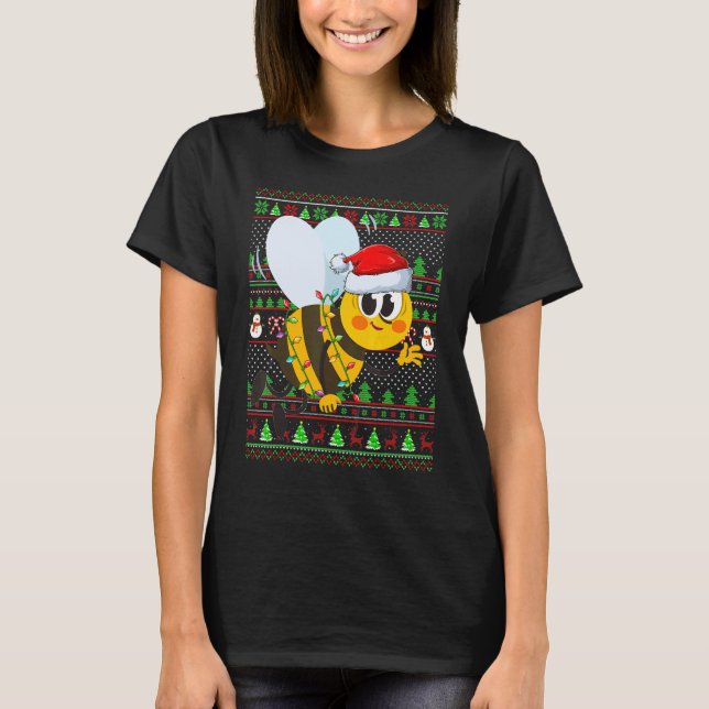 Camiseta Ugly Xmas Sweater Style Lighting Bee Christmas (Frente)