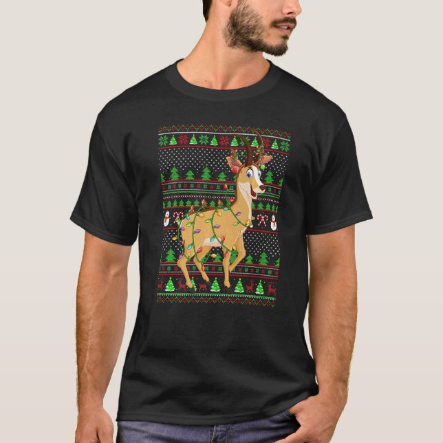 Camiseta Ugly Xmas Sweater Style Lighting Chamois Christmas (Frente)