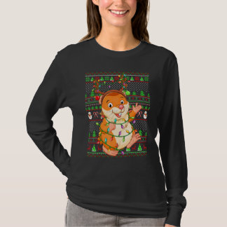 Camiseta Ugly Xmas Sweater Style Lighting Hamster Christmas