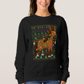Camiseta Ugly Xmas Sweater Style Lighting Horse Christmas