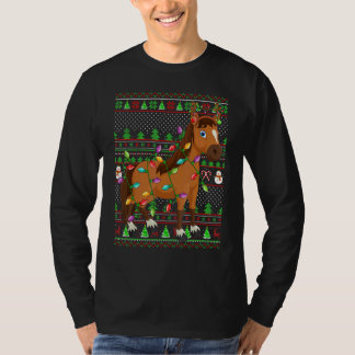 Camiseta Ugly Xmas Sweater Style Lighting Horse Christmas