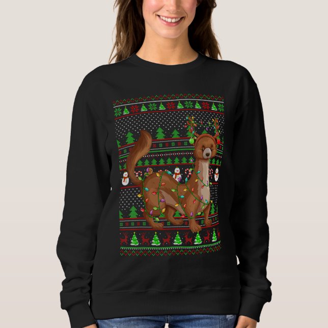 Camiseta Ugly Xmas Sweater Style Lighting Mongoose Christma (Frente)