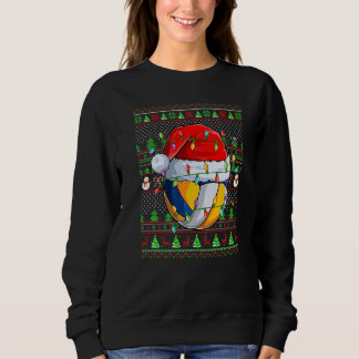 Camiseta Ugly Xmas Sweater Style Lighting Volleyball Christ