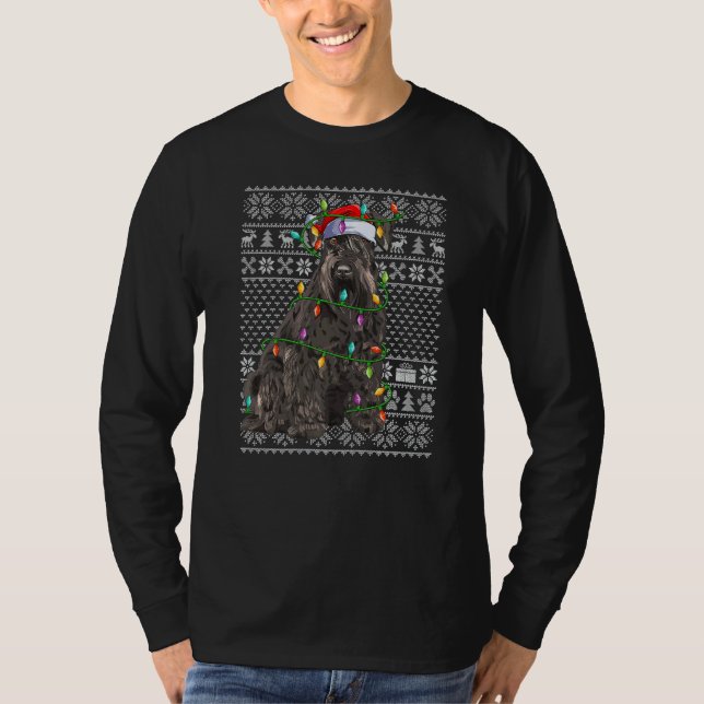 Camiseta Ugly Xmas Sweater Style Miniature Schnauzer Dog Ch (Frente)