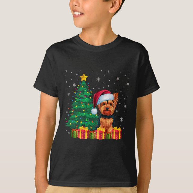 Camiseta Ugly Yorkshire Terrier Santa Hat (Frente)
