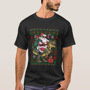Camiseta Ugt Xmas Luz Papais noeis Engraçados Andando Dinos