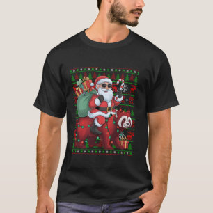 Camiseta Ugt Xmas Luz Papais noeis Engraçados Andando Ruiva
