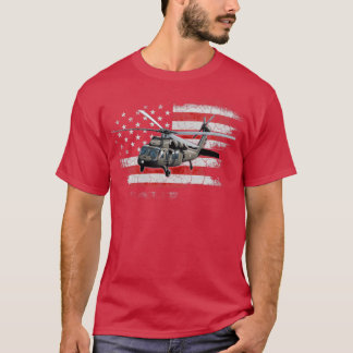 Camiseta UH60 Black Hawk Helicopter Vintage Flag Veteran