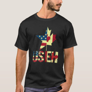 Camiseta Uh Leaf Canadian American Flag Canada Usa Patr