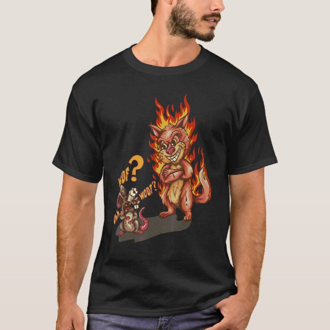 Camiseta Uhh, Cachorro De Gato E Rato (Frente)