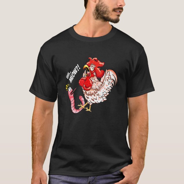 Camiseta Uhh Meow Minhoca Frango Gato Dizendo (Frente)