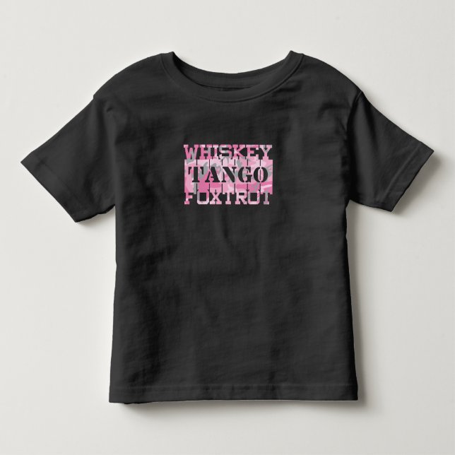 Camiseta Uísque Tango Foxtrot Camuflagem Rosa Militar (Frente)